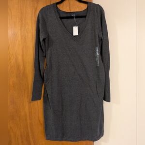 GAP Maternity Charcoal Gray Knit V-Neck Dress